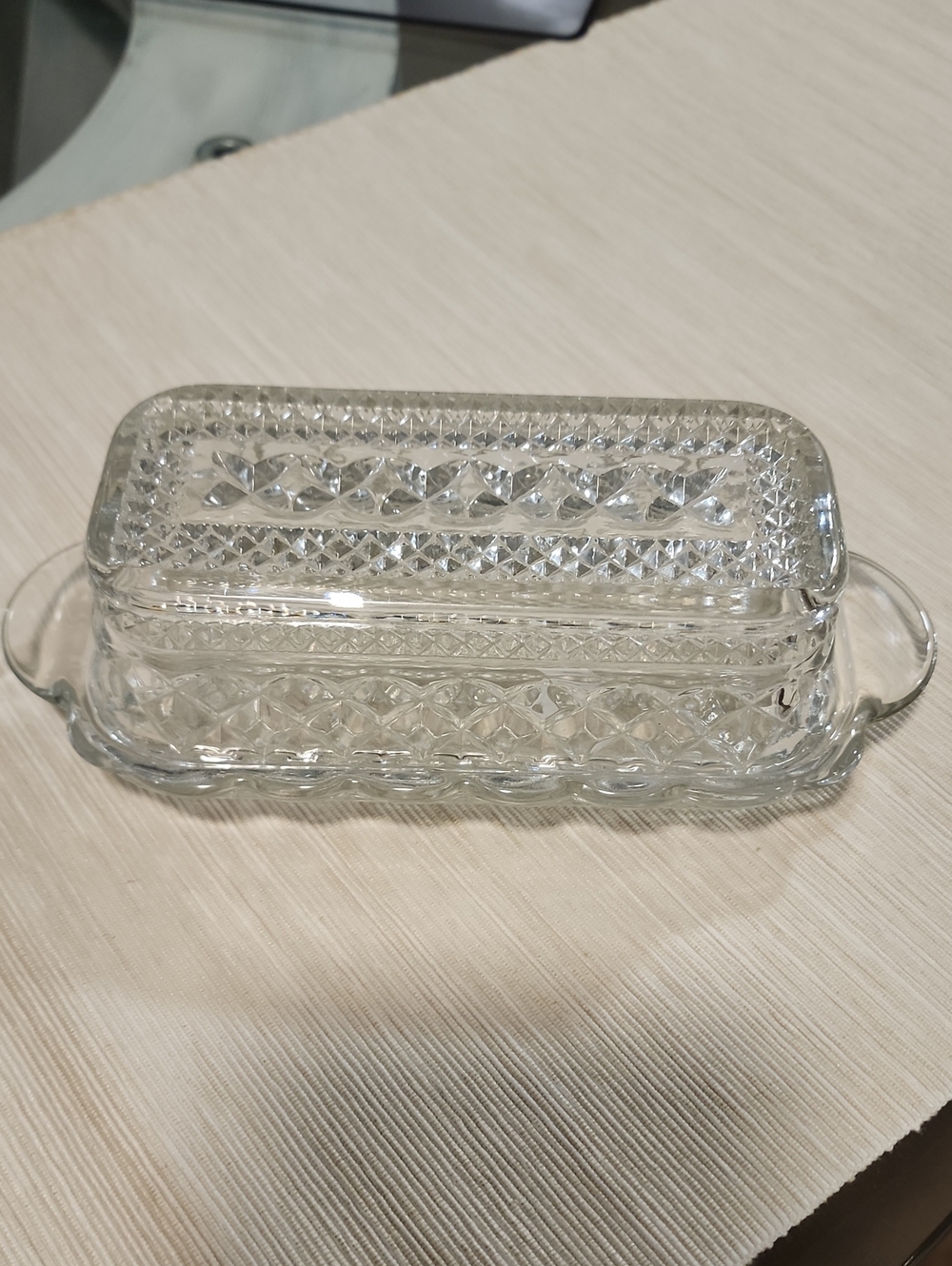 Anchor Hocking Clear Pressed Glass Covered Butter Dish